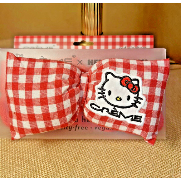 Creme Shop X HELLO KITTY Red Gingham Plush Spa Headband Limited Edition - Picture 1 of 6